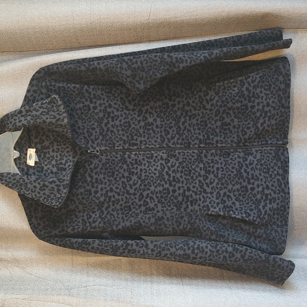 Old Navy Gray & Black Leopard Print Jacket Sz Large